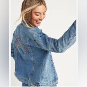 Old Navy boy friend Rainbow jacket size XS small!